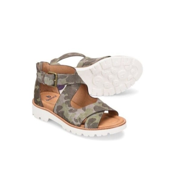 Bionica Women’s NWT Dania Sandals size 10 Olive Camo Suede Comfort - Picture 1 of 9